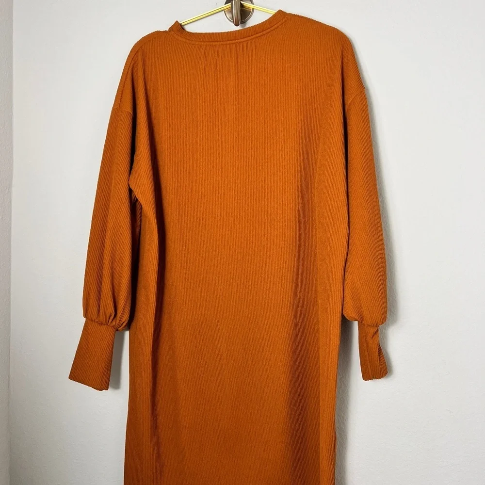 NWOT ZARA Zara Burnt Orange Oversized Needlecord Tunic Dress Size Small